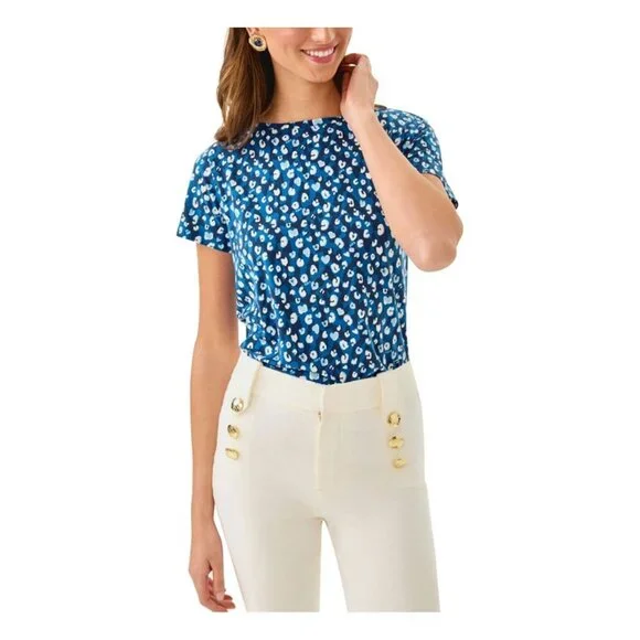 NWT Lilly Pulitzer Key West Top M Starlight Navy You’re An Animal - Picture 3 of 4